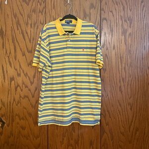 Polo Ralph Lauren Mens XL Yellow Striped Polo Shirt Short Sleeve 100% Cotton